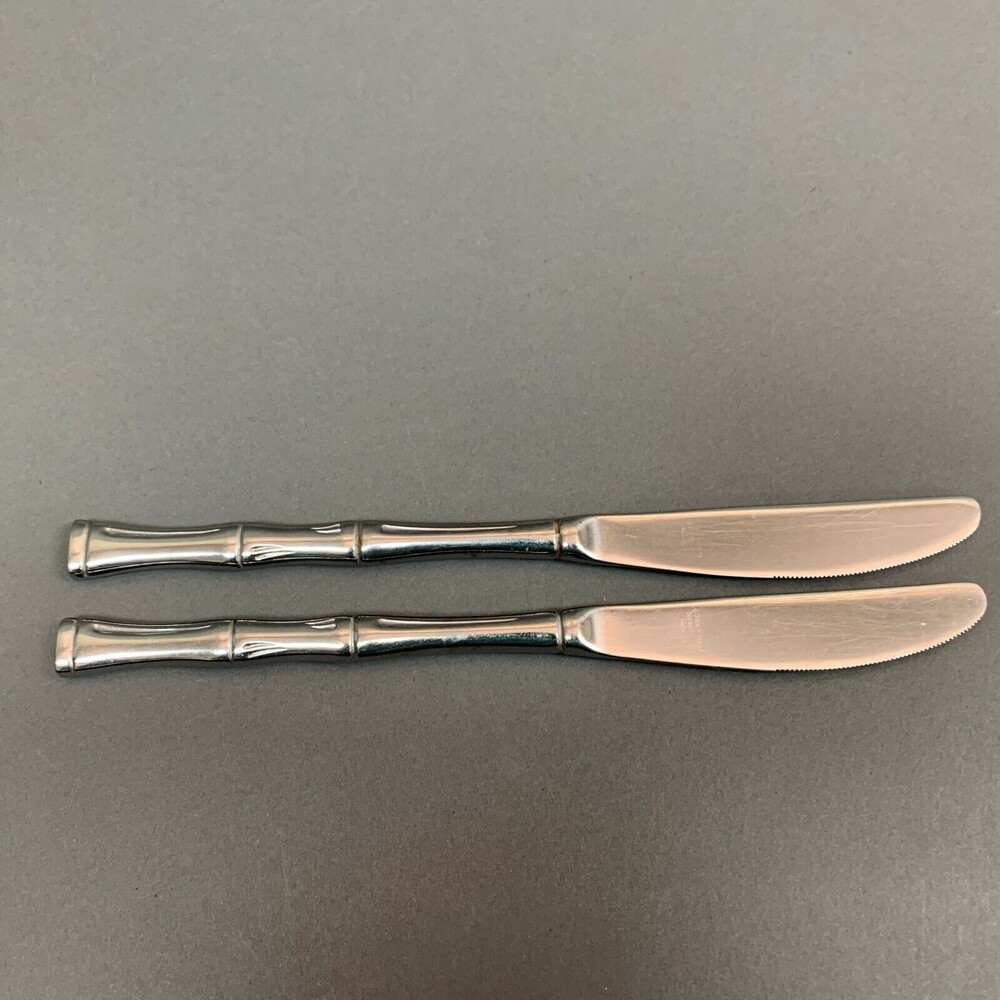 Imperial‎ Bamboo Pattern Stainless Steel Knives Korea Flatware 8 5/8 Lot of 2